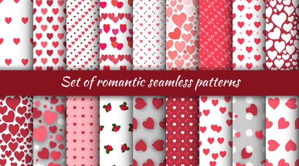 Sevgililer günü için kalp ve gül ile sorunsuz romantik desen seti. 