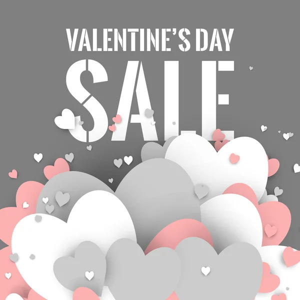 Valentine\'s Day sale. Letters with hearts valentine background and reflection.