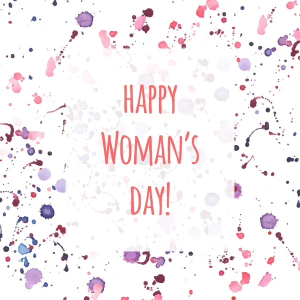 Mutlu Woman's Day! Kart kapak tasarımı suluboya ile arka plan su sıçramalarına 