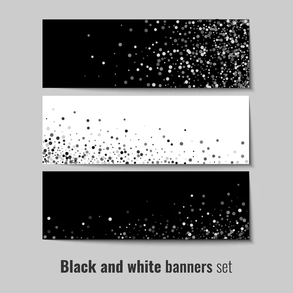 Conjunto de pancartas con fondo círculo blanco y negro — Vector de stock