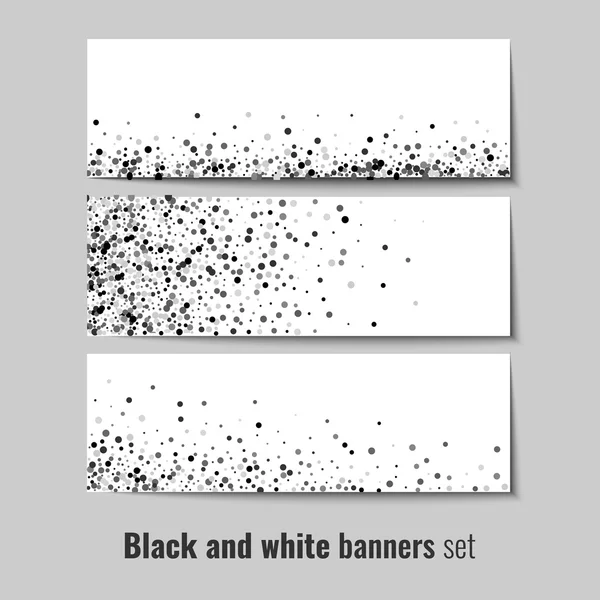 Conjunto de pancartas con fondo círculo blanco y negro — Vector de stock