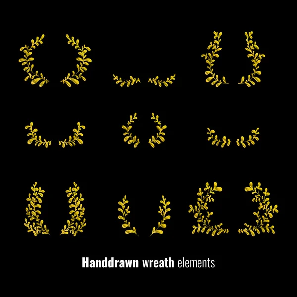 Hand dras gyllene laurel krans designelement — Stock vektor