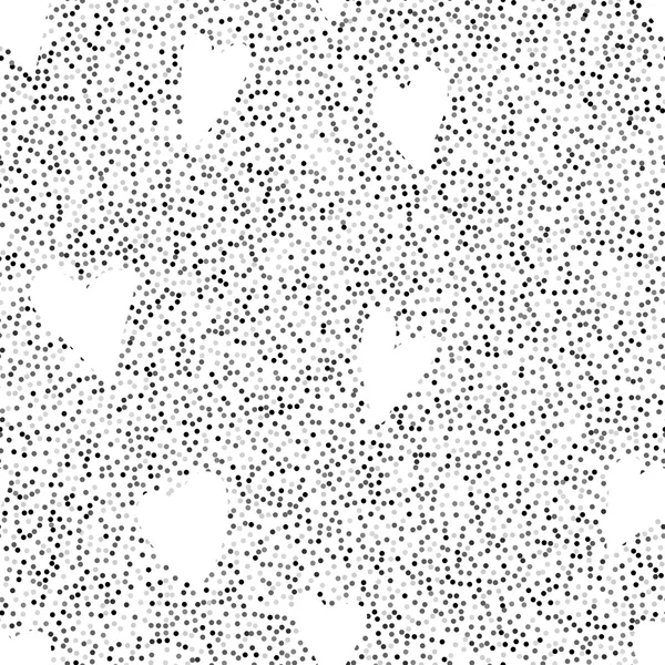 Modèle noir et blanc scandinave sans couture avec des cercles et des cœurs. Fond textile. Texture d'emballage — Image vectorielle