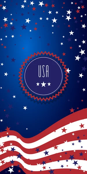 Stati Uniti. Vintage logo cerchio sullo sfondo astratto con bandiera americana e stelle — Vettoriale Stock