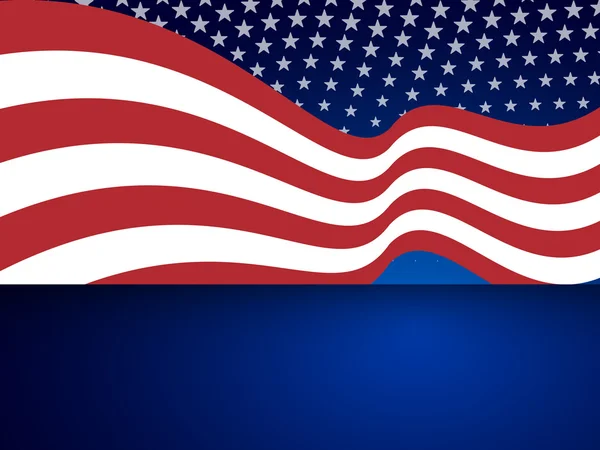 Astratto sfondo americano con bandiera a strisce sventolanti e motivo stellato — Vettoriale Stock
