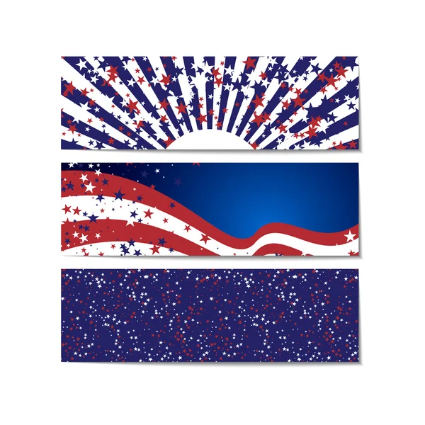 Set di banner con sfondo astratto in colori e stelle della bandiera americana — Vettoriale Stock