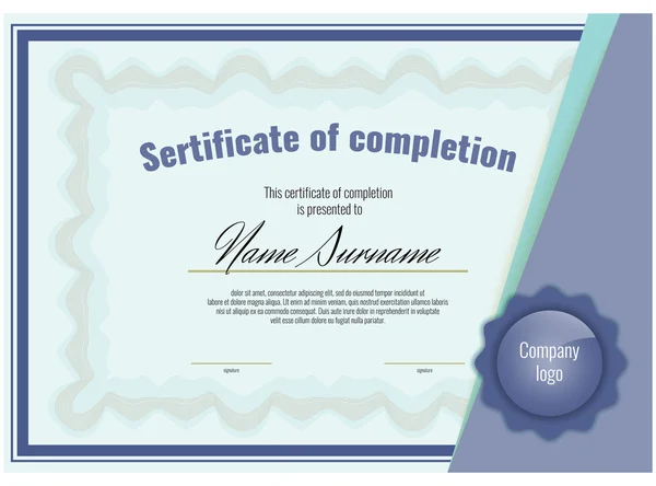 Certificat d'appréciation (achèvement, réalisation, obtention du diplôme, diplôme ou prix ) — Image vectorielle