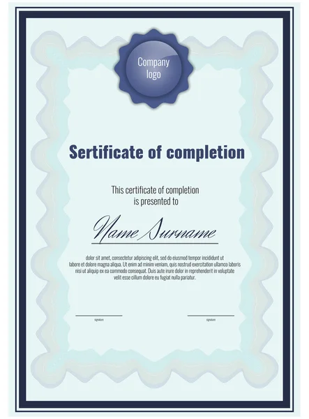 Certificat d'appréciation (achèvement, réalisation, obtention du diplôme, diplôme ou prix ) — Image vectorielle