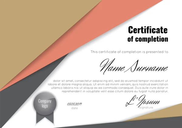 Certificado de agradecimiento (finalización, logro, graduación, diploma o premio) con la reflexión sobre el fondo negro — Archivo Imágenes Vectoriales