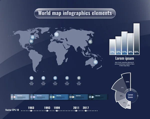 World map and infographics elements. Business concept — Stock Vector