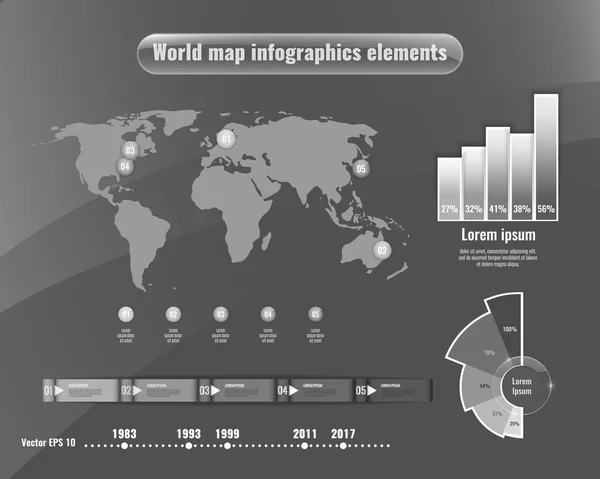 Mappa del mondo elementi infografici per la presentazione — Vettoriale Stock