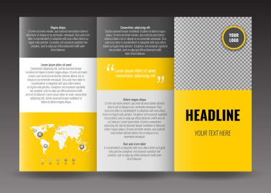 Panelli iş broşür şablonu tasarımı ile dünya harita Infographic öğesi.  