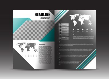 Kurumsal broşür şablonu tasarımı. Faaliyet Raporu, tanıtım, kitap kapağı veya el ilanı.  