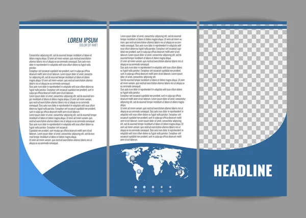 Vállalati levél brosúra sablon design. A világ térképelem infographic és hely-fotó. — Stock Vector