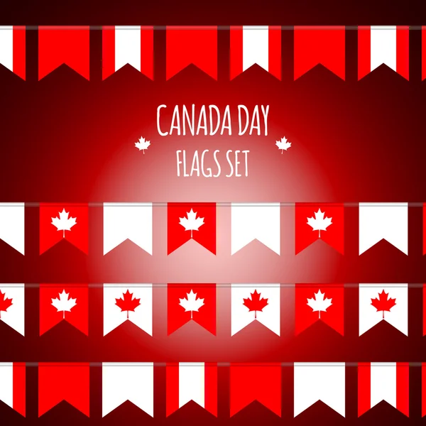 加拿大日旗设置与枫叶. — 图库矢量图片