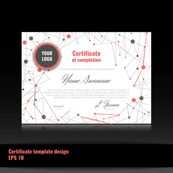 Certificat d'appréciation (achèvement, réussite, diplôme ou récompense) avec lien abstrait . — Image vectorielle