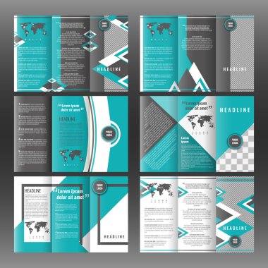 Üç katlı broşür şablonu tasarımı. Kurumsal broşür. 