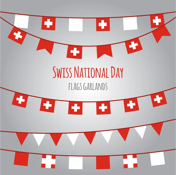 Swiss Narodowy Dzień flagi girlandy — Wektor stockowy