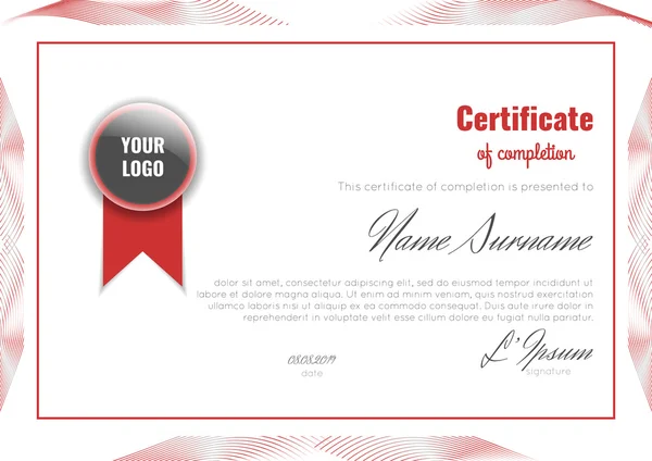 Certificado de finalización (apreciación, logro, graduación, diploma o premio ). — Archivo Imágenes Vectoriales