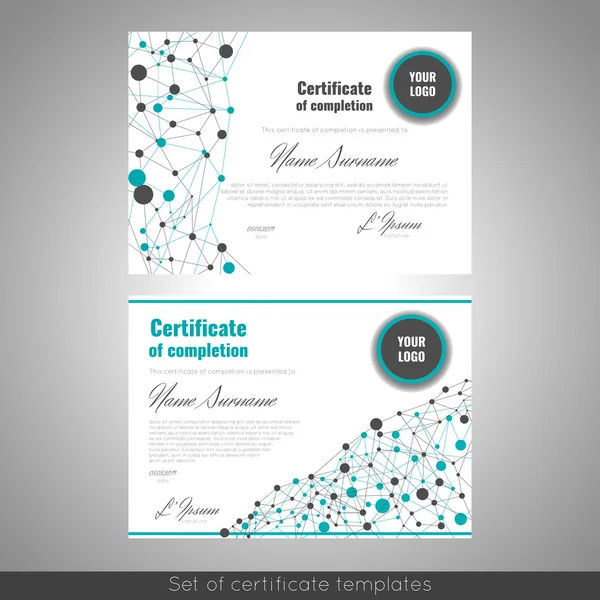Certificat d'appréciation (achèvement, réussite, diplôme ou récompense) avec lien abstrait . — Image vectorielle