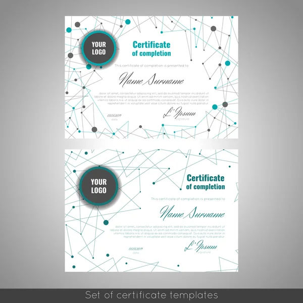 Certificate of appreciation (completion, achievement, graduation, diploma or award) with connection abstract background. — Stock Vector