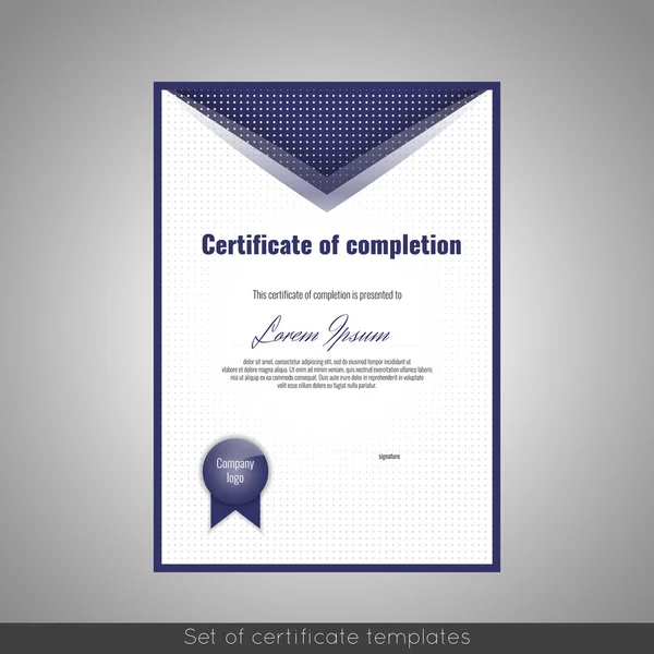 Certificado de finalización (apreciación, logro, graduación, diploma o premio ). — Archivo Imágenes Vectoriales