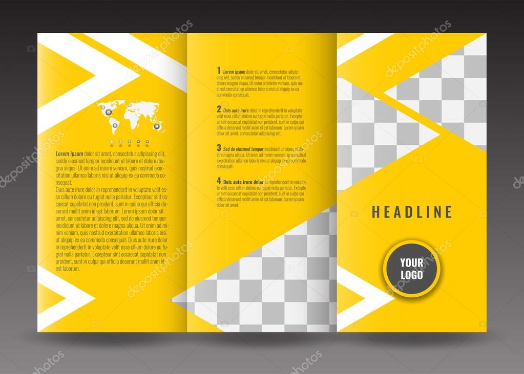 Tri-fold brochure template design. Corporate booklet. Stock vector.