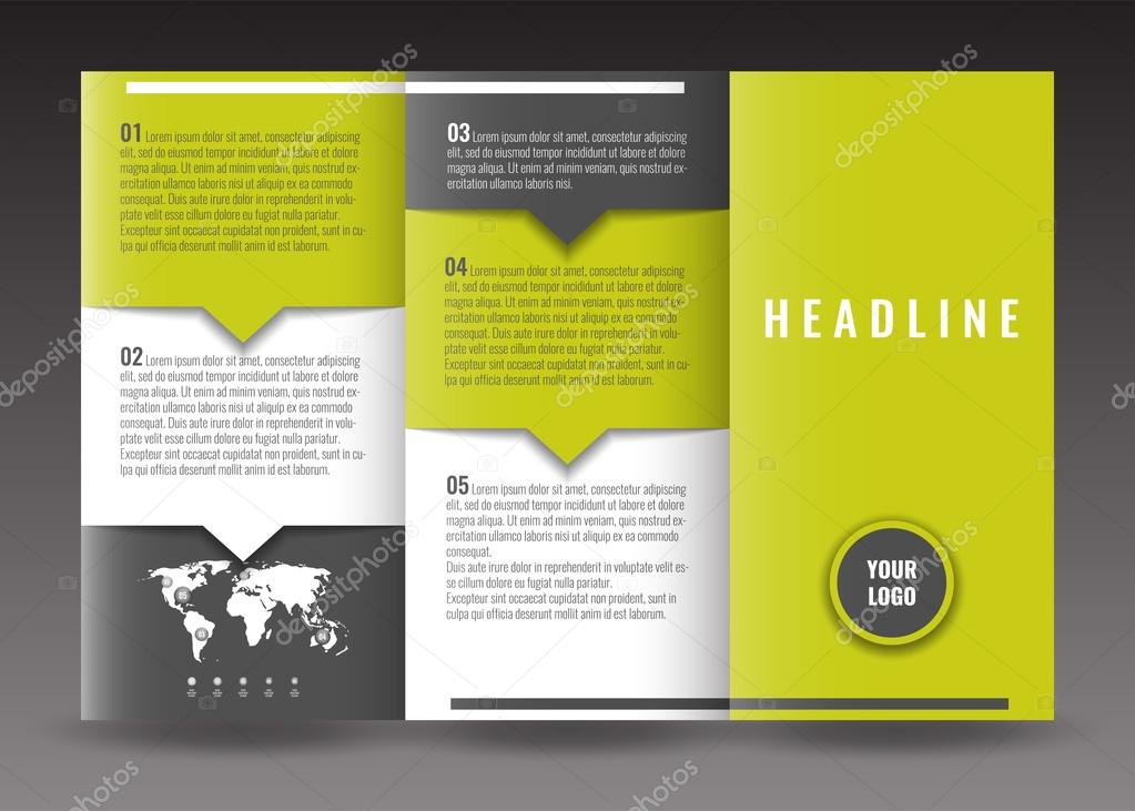 Tri-fold brochure template design. Corporate booklet. Stock vector.