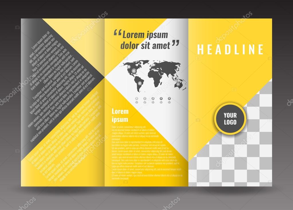 Tri-fold brochure template design. Corporate booklet. Stock vector.
