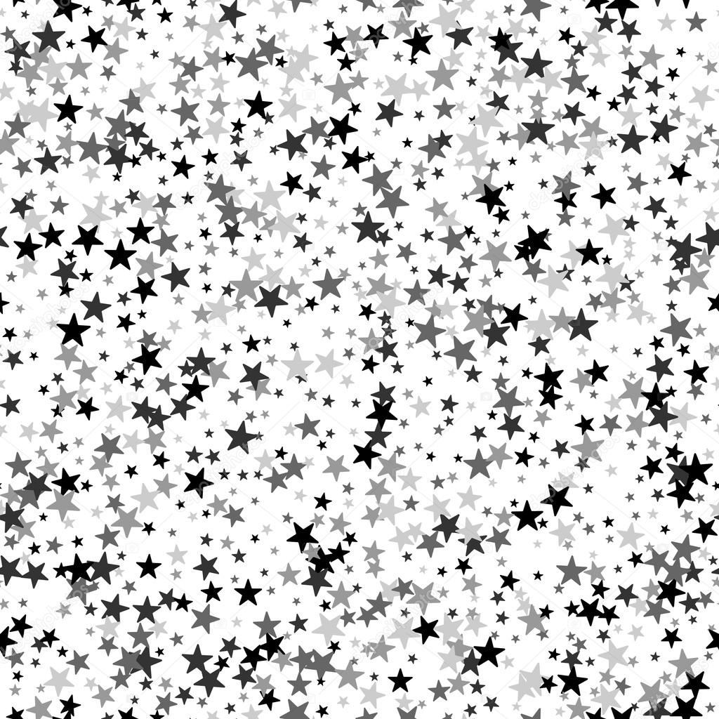 Scandinavian seamless pattern with stars. Abstract black and white background. 