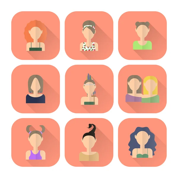Zodiac icons of women in flat style. — Stock Vector