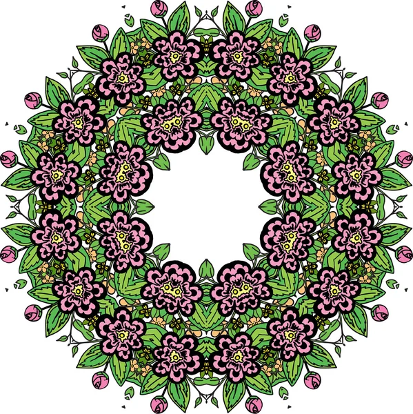 Modèle circulaire avec des fleurs — Image vectorielle