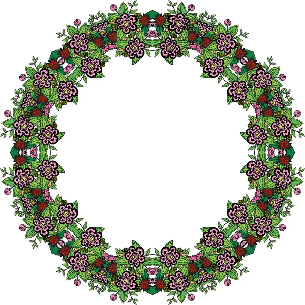 Modèle circulaire avec des fleurs — Image vectorielle
