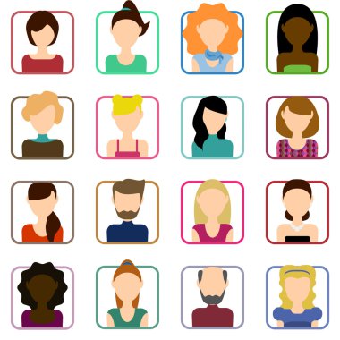 İnsanlar simgeler düz set.