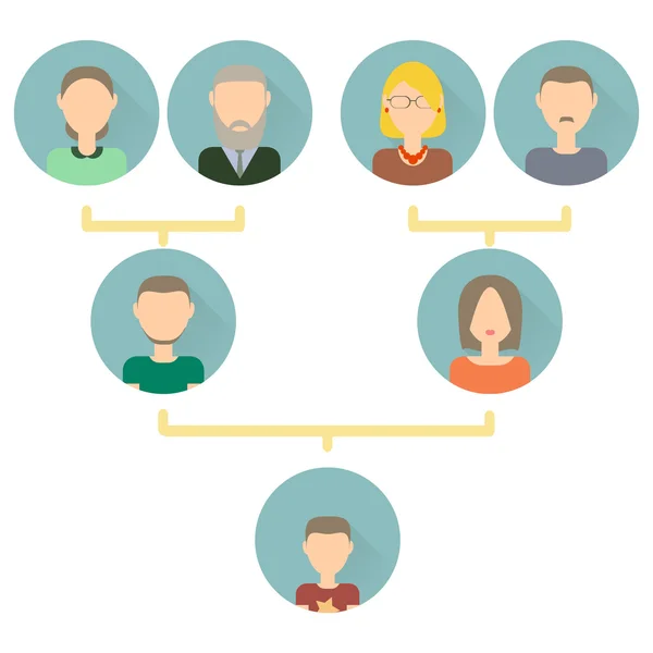 Ícones de árvore de família plana —  Vetores de Stock