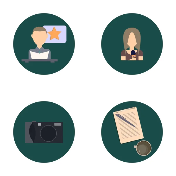 Set of flat icons about media, news icons — Stock Vector