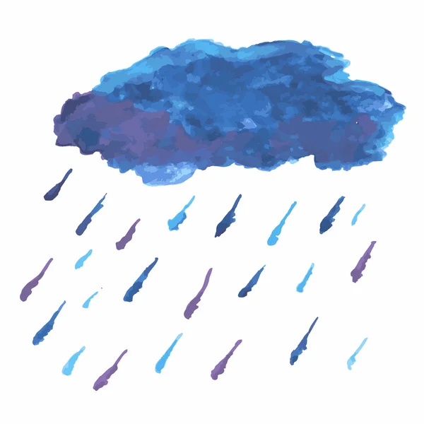 Watercolor rainy cloud — Stock Vector