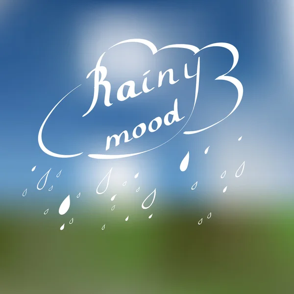 Yazı elle çizilmiş yağmurlu desenle. — Stok Vektör