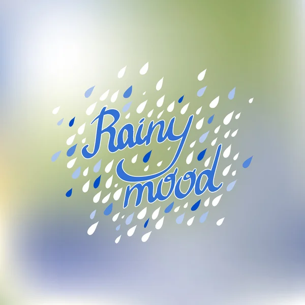 Hand drawn rainy pattern with lettering. — Stock Vector