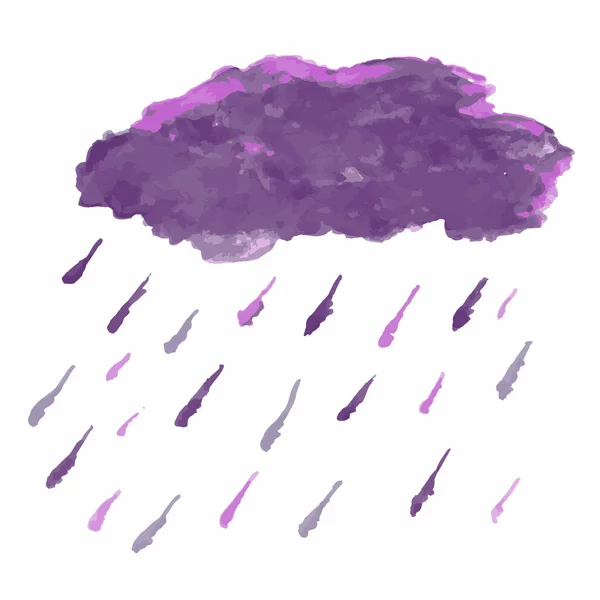 Nuvem de aquarela com chuva — Vetor de Stock