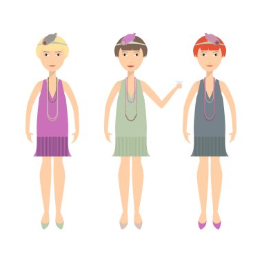 Vintage karikatür moda kızlar