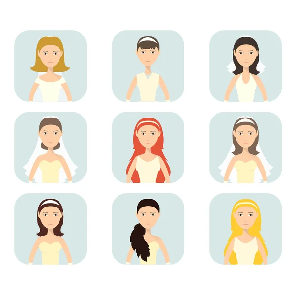 Conjunto de novias mujeres — Vector de stock