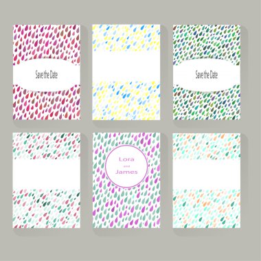 Set of greeting cards with Rainy Patterns clipart