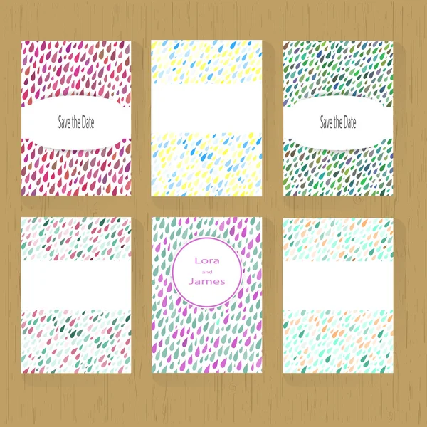 Set of greeting cards with Rainy Patterns — Stok Vektör