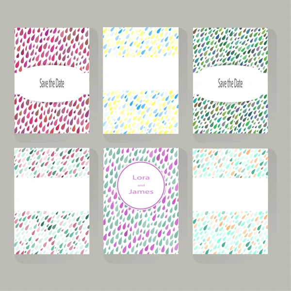 Set of greeting cards with Rainy Patterns — Stok Vektör