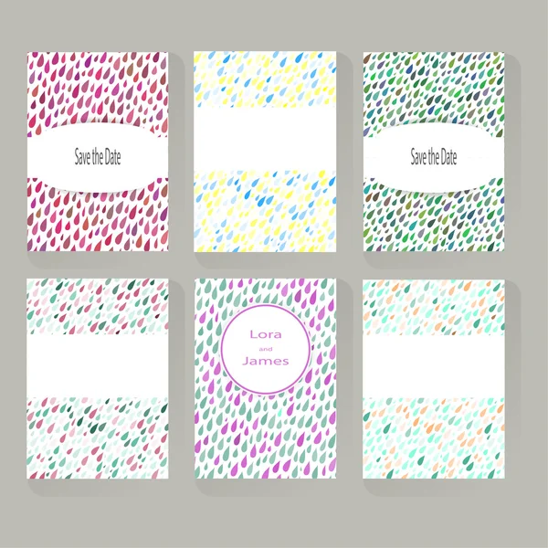 Set of greeting cards with Rainy Patterns