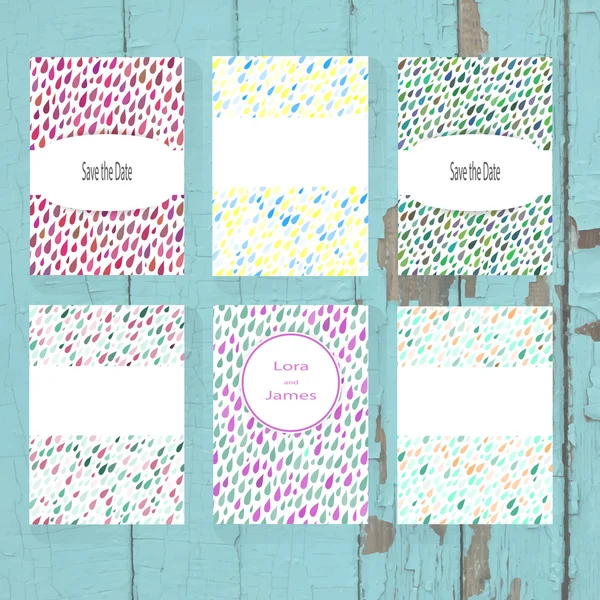 Set of greeting cards with Rainy Patterns — Stok Vektör