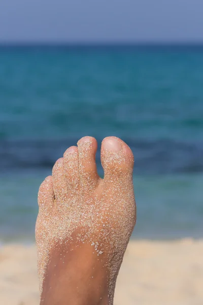 Zand en voet — Stockfoto