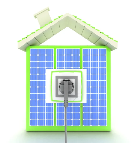 Solární panely v domě — Stock fotografie