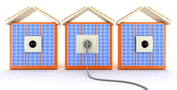Solární panely v domě — Stock fotografie